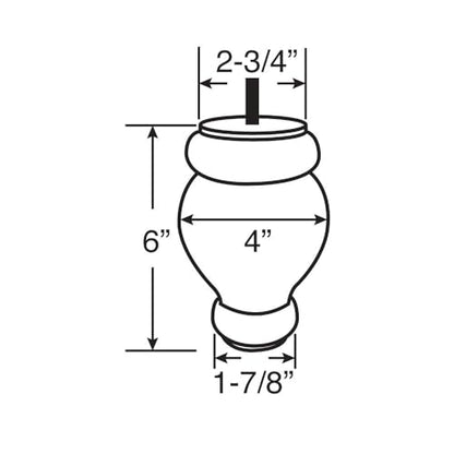 OUTWATER 6 in. H x 4 in. Dia Stained Cherry Solid Hardwood Bun Foot Leg for Furniture 4 Pack with 4 Free Insert Nuts and Drill Bit - color: Cherry