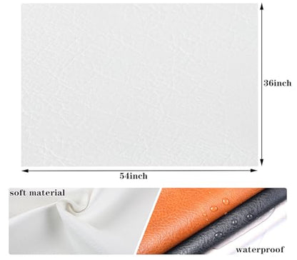 Marine Vinyl Fabric Faux Leather: Soft Vinyl Upholstery Leather 54" x 36" - color: White