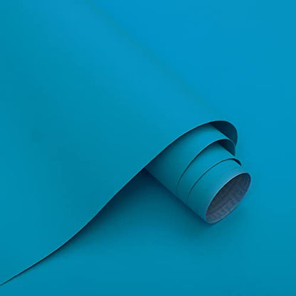 15.7"x118" Peel and Stick Wallpaper - Blue for Bedroom and Bathroom - Renter Friendly Removable Vinyl Matte - color: Lake Blue, size: 15.7" x 118"