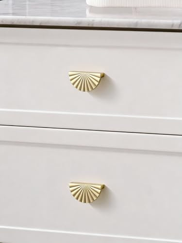 5 Pack Brushed Gold Cabinet Pulls 2.5" Hole Center Cup Flat Brass Drawer Pulls Kitchen Cupboard Bathroom Dresser Cabinet Hardware Handles Zinc Alloy - color: Brushed Gold, size: 2.5"(64mm) Hole Center