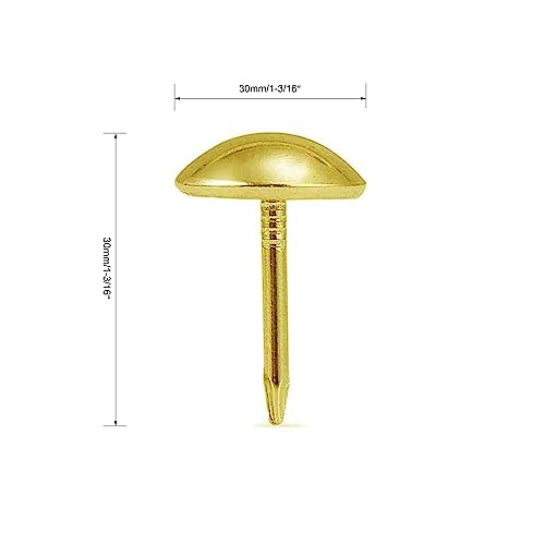 30mm Gold Antique Upholstery Nails, Round Large-Headed Nail, Furniture Tacks for Furniture Cork Board Wooden Furniture Decorative DIY Projects 20Pcs (Gold, 1-3/16")