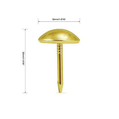 30mm Gold Antique Upholstery Nails, Round Large-Headed Nail, Furniture Tacks for Furniture Cork Board Wooden Furniture Decorative DIY Projects 20Pcs (Gold, 1-3/16")