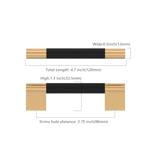 Asidrama 10 Pack 3.75 inch Matte Black and Champagne Bronze Cabinet Pulls - color: Black-Champagne Bronze, size: 3.75" Hole Center(96mm)