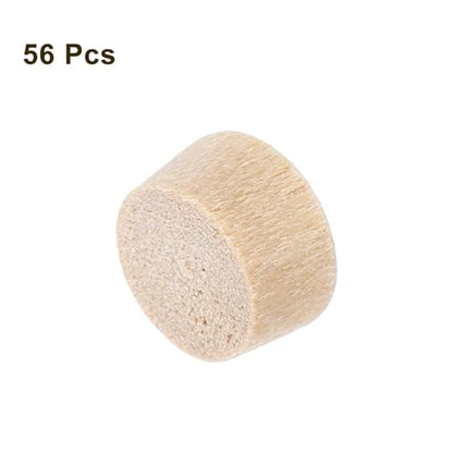 uxcell 56Pcs Wood Button Plugs, 8mm/0.31" Flat Head Hardwood Screw Hole Plug Wooden Caps Buttons Wood Plug for Furniture Woodworking Craft Decor (9mm x 8mm) - size: 9x8x6mm
