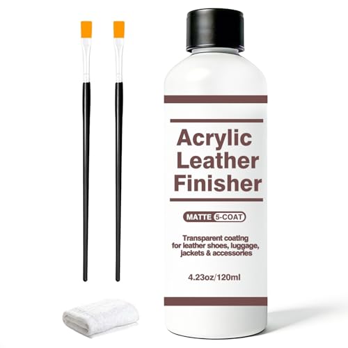Matte 5-Coat Acrylic Leather Finisher - Waterproof Anti-Scratch Clear Coat | DIY Leather Paint Top Coat for Shoes, Bags, Jackets | Anti-Oxidation Fade-Resistant Protection, 4.23 Fl Oz