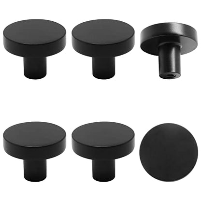 Matte Black Cabinet Knobs 6 Pack, Drawer Knobs Black Round Knob for Dresser Drawers, Single Hole Cabinet Door Knob Dresser Drawer Pulls Handles - color: Black
