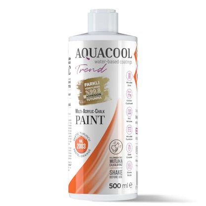 Aquacool Trend MAC All-in-One Furniture Paint – No Sanding No Primer, Chalk Paint for Cabinets, Wood, Tile & Countertops | Self-Leveling Matte | 16.9 fl oz, Paints 53 sq ft| 2003 Pastel Orange - color: Ral 2003 Pastel Orange