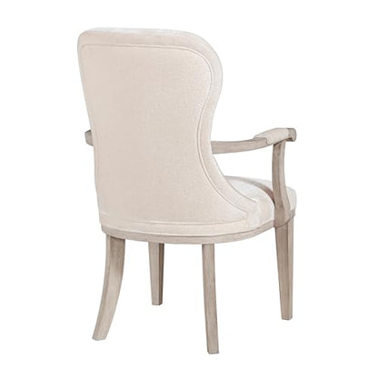 Elegance Armchairs Set of 2 Ivory Fabric Upholstery Cushion Seat Back Comfort Dining Furniture