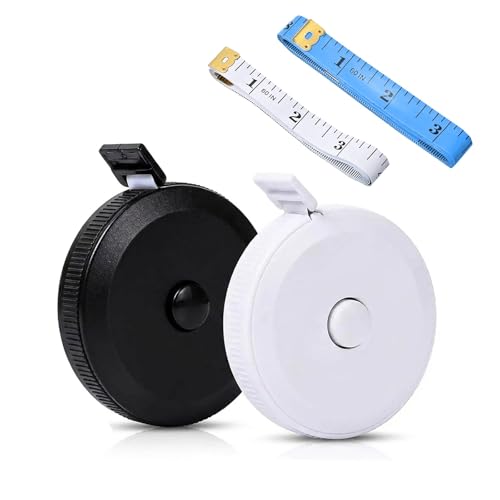 Soft Tape Measure 4 Pack 60" Body Measuring Retractable Cloth Sewing Tailor - color: Black + White + Blue