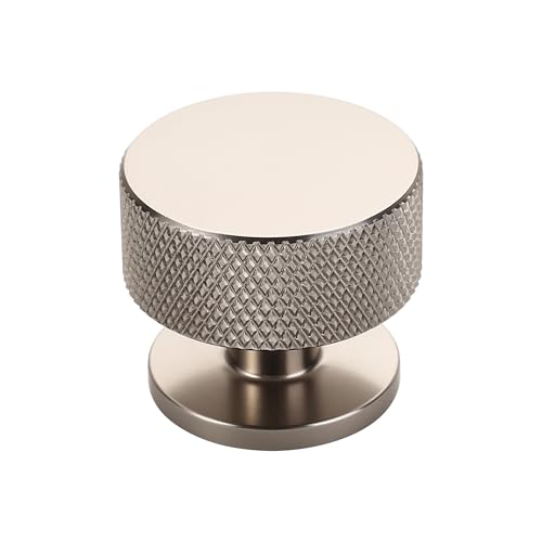 Alzassbg Brushed Satin Nickel Knurled Round Cabinet Knobs 10 Pack, AL6023SN - color: Brushed Satin Nickel, size: 10 Pack