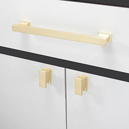 COTYKILEY 10 Pack 7.5 Inch(192mm) Brushed Brass Cabinet Handles Gold Kitchen Cabinet Pulls Cabinet Door Handles Kitchen Cabinet Hardware Cupboard Drawer Pulls Dresser Handles - color: Brushed Brass, size: 7.5" Hole Center（192MM）
