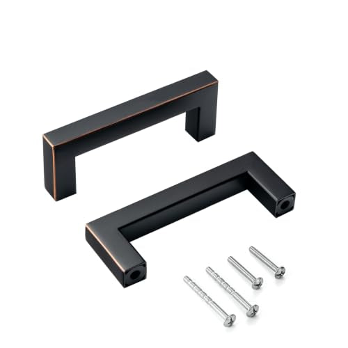 20 Pack Oil Rubbed Bronze Square Cabinet Pulls 3 Inch Hole Center - color: Oil Rubbed Bronze, size: 3 Inch Hole Centers