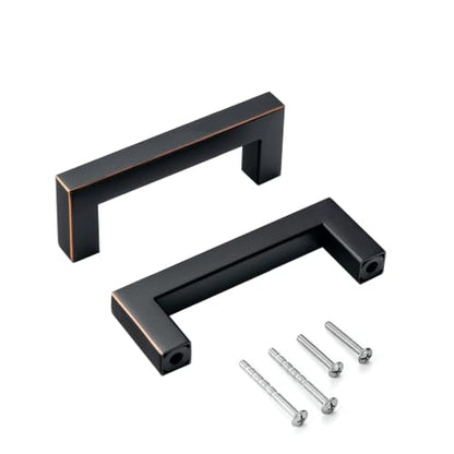 20 Pack Oil Rubbed Bronze Square Cabinet Pulls 3 Inch Hole Center - color: Oil Rubbed Bronze, size: 3 Inch Hole Centers