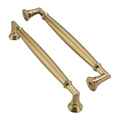 2 Pack 6 Inch Hole Center Brushed Brass Cabinet pulls Solid Satin Brass Heavy Duty Cabinet Pull Cabinet Handles Kitchen Cabinet Hardware Vanity Handles Bathroom Cabinet pulls - color: Brushed Brass, size: 6 Inch(152mm)hole center