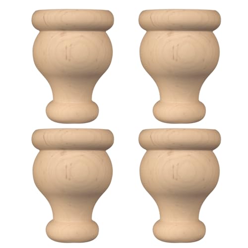 Osborne Brunswick Round Bun Foot in Soft Maple Wood (Set of Four), Unfinished Wooden Furniture Feet for Dresser, Ottoman, Couch, Sofa and More, Replacement Wood Feet for Furniture and Cabinetry