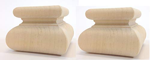 Highland Manor Wood Products Set of 4 Square Wakefield Bun Foot - 2 1/2" Tall x 3 3/8" Wide (Pine)
