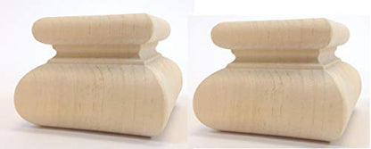 Highland Manor Wood Products Set of 4 Square Wakefield Bun Foot - 2 1/2" Tall x 3 3/8" Wide (Pine)