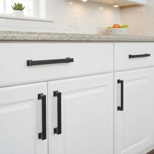 Alzassbg 5" Matte Black Cabinet Pulls and Handles 10 Pack, AL3071MB - color: Matte Black, size: 5" Hole Center