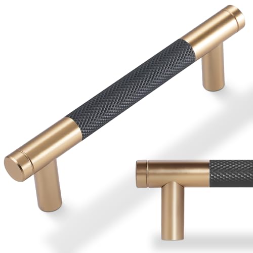 10 Pack 3.75 Inch Black and Champagne Bronze Cabinet Handles - color: Black And Champagne Bronze, size: 3-3/4'' Hole Center(96mm)