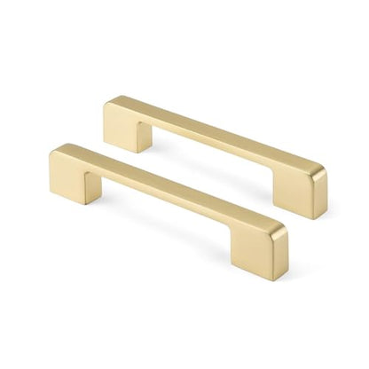 Rergy Cabinet Handles, Brushed Gold Drawer Pulls, 4", 10 Pack - color: Brushed Gold, size: 4"/102MM Hole Center