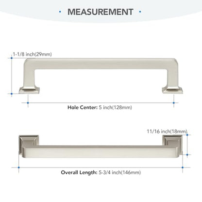 HOME EDIT Brushed Nickel Cabinet Handles Zinc Pulls 5 Inch 10 Pack - color: Brushed Nickel, size: 5 inches Hole Center