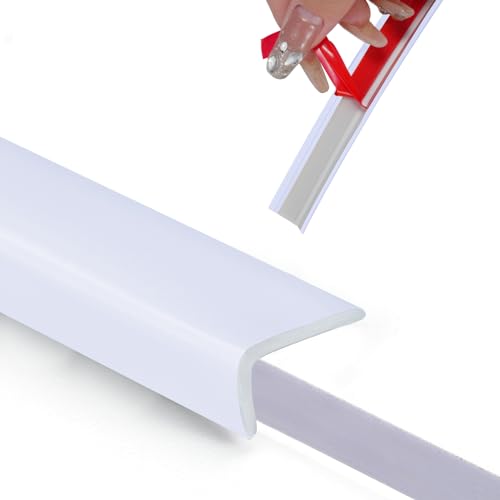 Peel and Stick Vinyl Corner Trim, 20FT L-Shape Tile Outside Corner Molding Exterior Moulding Trim Edges Furniture Decoration (0.49IN*0.29IN White) - color: White