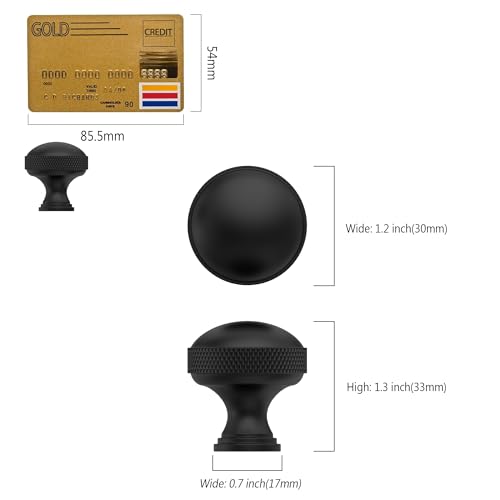 Amerdeco 10 Pack Matte Black knurled Cabinet Knobs - color: Matte Black, size: Knob