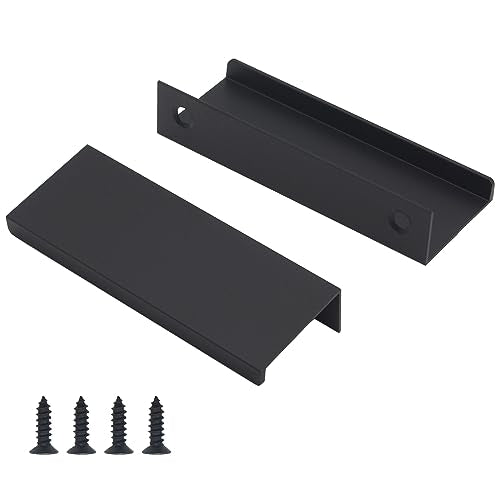 10 Pack Black Cabinet Handles Modern Finger Edge Pulls for Cabinets - color: Black-10Pack, size: 3.15in(80mm) Overall Length