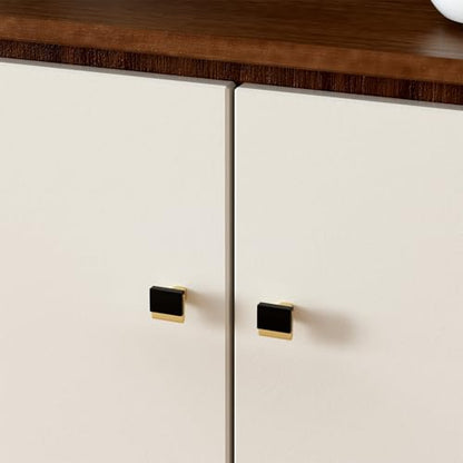 Rergy 10 Pack Black and Gold Cabinet Handles Gold Drawer Knobs - color: Black&Gold, size: Single Hole Center
