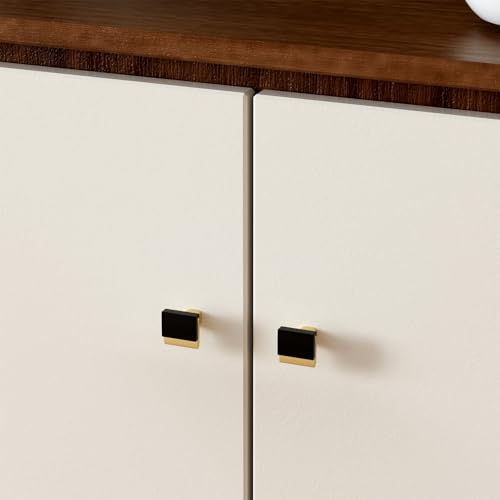 Rergy 25 Pack Black and Gold Cabinet Handles Gold Drawer Knobs - color: Black&Gold, size: Single Hole Center