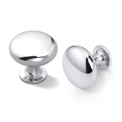 12 Pack Polished Chrome Cabinet Knobs,1-3/16 Inch(29.5mm) Solid Drawer Knobs, Kitchen Cabinet Pulls,Round Dresser Knobs, Modern Drawer Pulls for Dresser Drawers - color: Polished Chrome