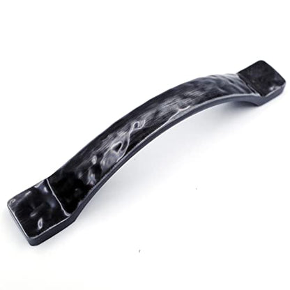 Jetland Arched Hammered Cabinet Pulls - 4-Pack, Black with Grey Line, 4" Hole Centers, Rustic Solid Cast Handle Pulls for Dresser Nightstand Furniture, HT0611BGL102 - color: Black with Grey Line, size: 4 Inch Hole Centers