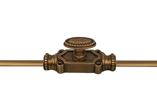 Antique Brass Cremone Bolt Set - Solid Brass Cabinet Hardware with 2' Rods & Handle, Perfect for Cabinets & Restoration Projects, Easy One-Side Operation for Timeless Charm