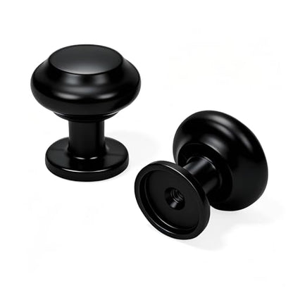 10 Pack Matte Black Cabinet Knobs, Single Hole Round Drawer Knobs, Zinc Alloy Modern Hardware for Kitchen Cabinets, Bathroom Vanity, Dresser, Closet Drawers