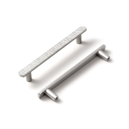 Goo-Ki 5 Inch (128 mm) Hole Centers Luxurious & Sturdy Zinc Alloy Cabinet Handls,Satin Nickel Cabinet Pulls for Kitchen,Drawer,Cupboard & Wardrobe,6 Pack - color: Satin Nickel, size: 5.0 inch (128 mm) Hole Centers, style: Pulls With No Backplate