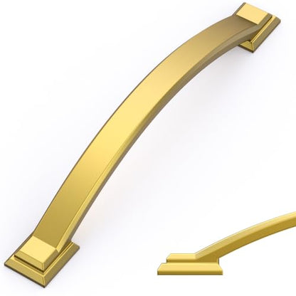 Amerdeco 5 in Brushed Modern Brass Solid Cabinet Pulls，10 Pack - color: Brushed Modern Brass, size: 5" hole center