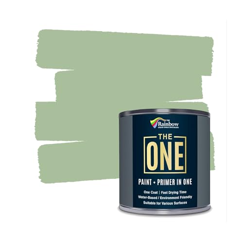 THE ONE All-In-One Paint & Primer - Light Green Satin, 8.5 Fl Oz/250ml | 1 Coat Formula | Easy Indoor & Outdoor Decorating for Home & Garden Walls, Floors & Furniture | Water-Based & Low VOC - color: Light Green, size: 8.5 Fl Oz (Pack of 1)