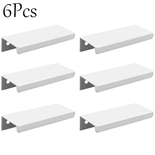 Finger Pulls, 3.15 Inch White, 2.52 Inch Spacing, 6Pcs - color: White, size: 80mm/3.15", style: Straight Edge