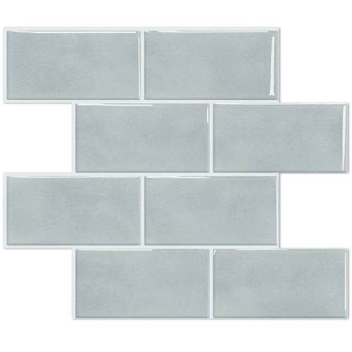STICKGOO 10-Sheet Backsplash Peel and Stick Subway Tile(Thicker Design) - color: Gray