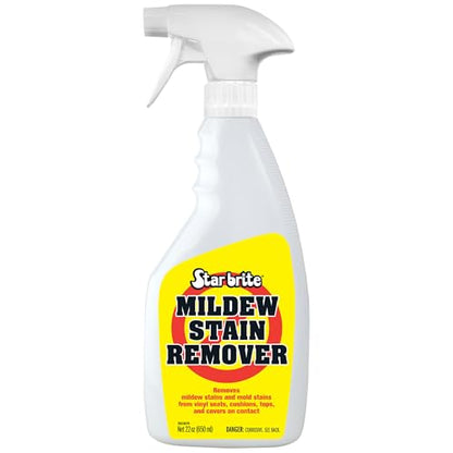 STAR BRITE Professional-Grade Mildew & Mold Stain Remover + Cleaner - Instant Contact Stain Removal, Ideal for Marine & Outdoor Upholstery - style: 22 Oz Spray