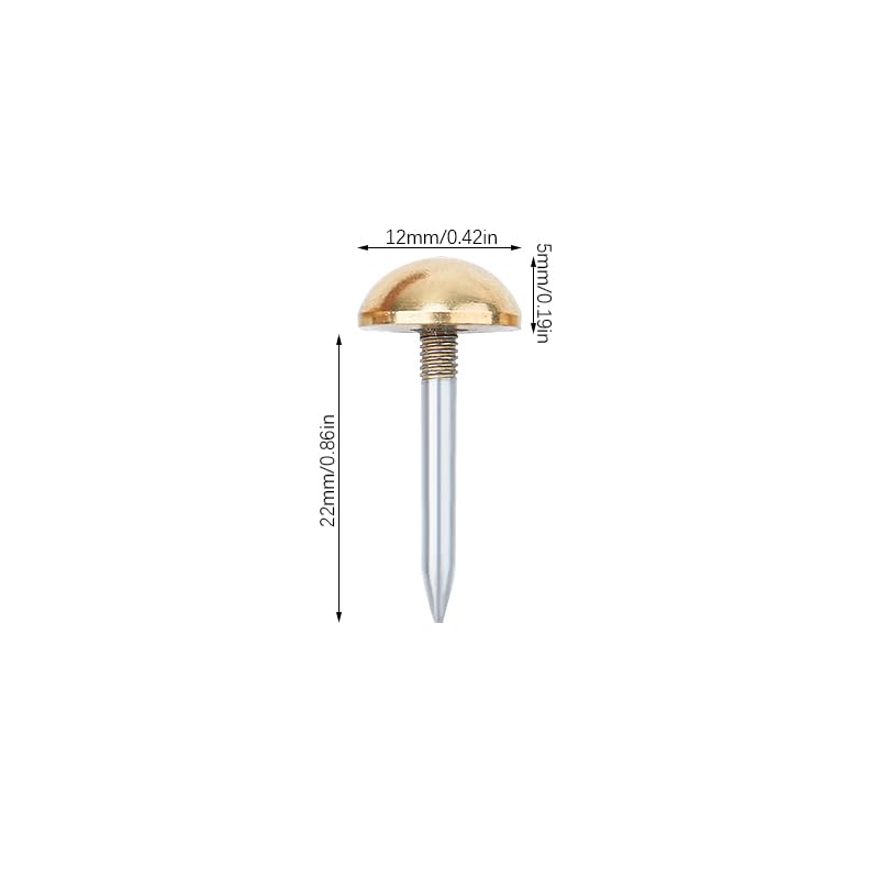 dophee 20Pcs Gold Small Round Head Brass Upholstery Nails Tacks, 12mm - color: Gold, size: 12 mm