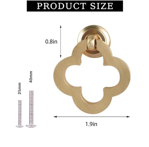 Gold Cabinet Knobs, Zinc Alloy Cupboard Drawer Knobs With Screws for Dresser (8)
