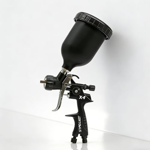 HVLP Air Spray Gun with 1.3/1.7 mm Nozzles, Gravity Feed Spray Paint Gun with 400/600ml Cup, Professional Automotive Spray Gun Kit, Spray for Car Paint, Furniture, Primers, Varnishes and Top Coats