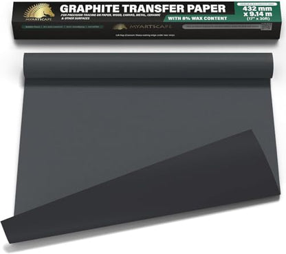 MyArtscape Graphite Transfer Paper Roll 17" x 30ft Black Waxed - size: 17" x 30ft