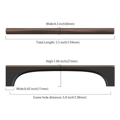 Asidrama 10 Pack 5 Inch(128mm) Oil Rubbed Bronze Cabinet pulls Kitchen Cabinet Handles, Cabinet Pulls Kitchen Cabinet Hardware for Cupboard Drawer Pulls 2321 - color: Oil Rubbed Bronze, size: 5" Hole Center, style: 10 Pack