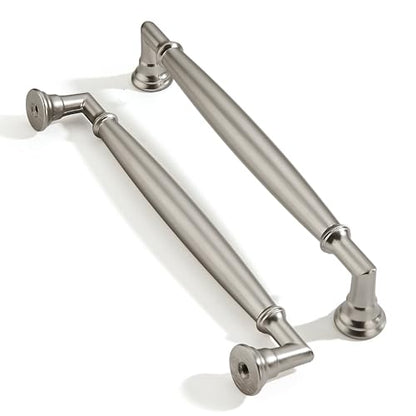 2 Pack 6 Inch Hole Center Brushed Satin Nickel Cabinet pulls Solid Heavy Duty Cabinet Pull Cabinet Handles Kitchen Cabinet Hardware Vanity Handles Bathroom Cabinet pulls - color: Brushed Satin Nickel, size: 6 Inch(152mm)hole center