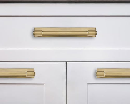 khtumeware 5 Pack 5 inch (128 mm) Center to Center Brushed Gold Cabinet Pull Backplate with Base Plate Zinc Solid Brushed Brass Kitchen Cabinet Handles Drawer Pulls Cabinet Hardware - color: Brushed Brass, size: 5"(128mm) Hole Center