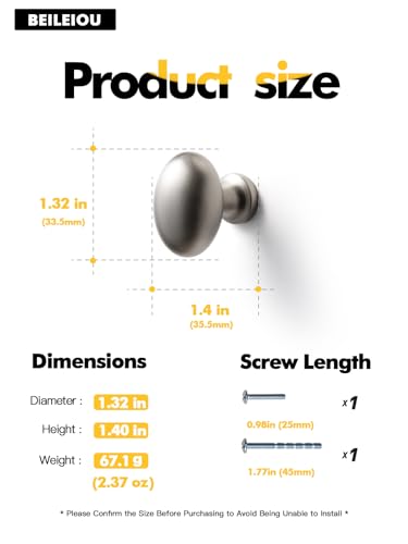 Oval Brushed Nickel Cabinet Knobs, Zinc Alloy for Drawer Knobs for Dresser Cupboard Wardrobe (5, Brushed Nickel, Egg knob) - color: Brushed Nickel