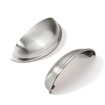 khtumeware 10 Pack 3-1/2" Drawer Pulls Brushed Satin Nickel Cabinet Cup Pulls Kitchen Hardware Cabinet Handles Drawer Handles Knobs 3.5 inch Hole Center - color: Brushed Satin Nickel, size: 3-1/2"(89mm) Hole Center, style: 10-pack