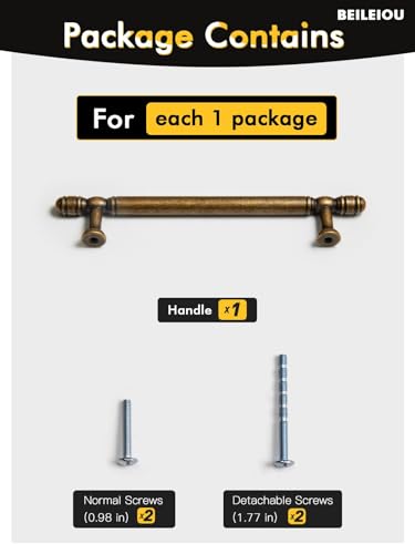 Antique Brass Cabinet Pulls - 5"(128mm) Hole Center Cabinet Hardware,Kitchen Cupboard Bathroom Dresser Pulls Classic Vintage Drawer Handles (10, Antique Brass, 5"(128mm) Hole Centers) - size: 5"(128mm)Hole Centers